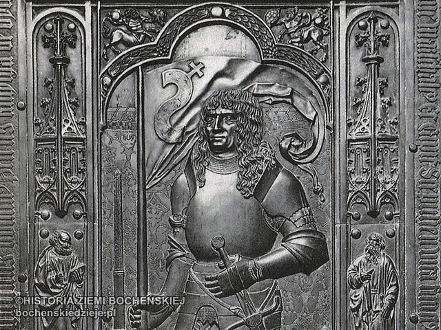 ragment płyty nagrobnej Piotra III Kmity w katedrze wawelskiej
