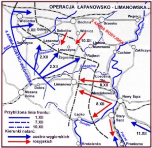 mapka operacji łapanowsko-limanowskiej