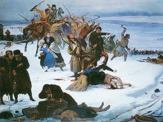 Rabacja 1846. Obraz Jana Lorenowicza w dworze w Dołędze