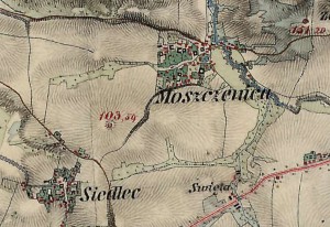 Kopiec na austriackiej mapie wojskowej z lat 60. XIX wieku