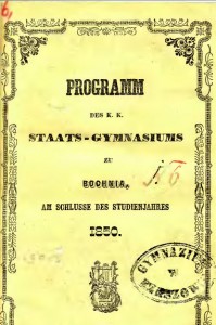 program gimnazjum w Bochni z 1850 r. Zbiory Podkarpackiej Biblioteki Cyfrowej