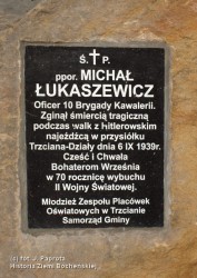 nagrobek podporucznika Łukaszewicza na cmentarzu w Trzcianie